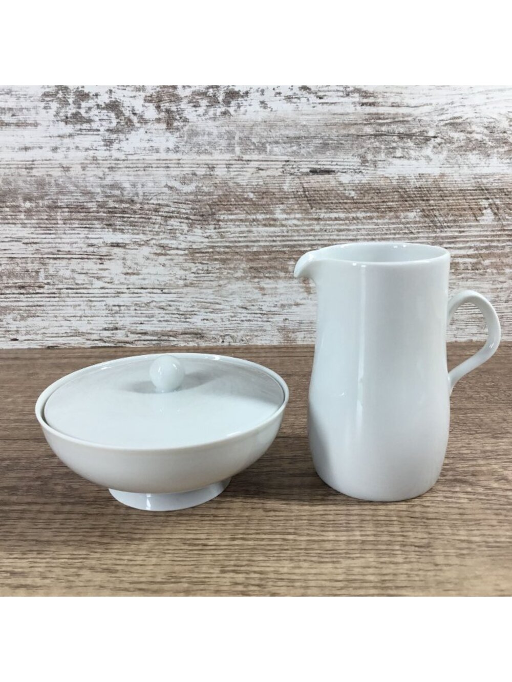 Mosa Select White Sugar Bowl With Lid & Creamer Set Porcelain